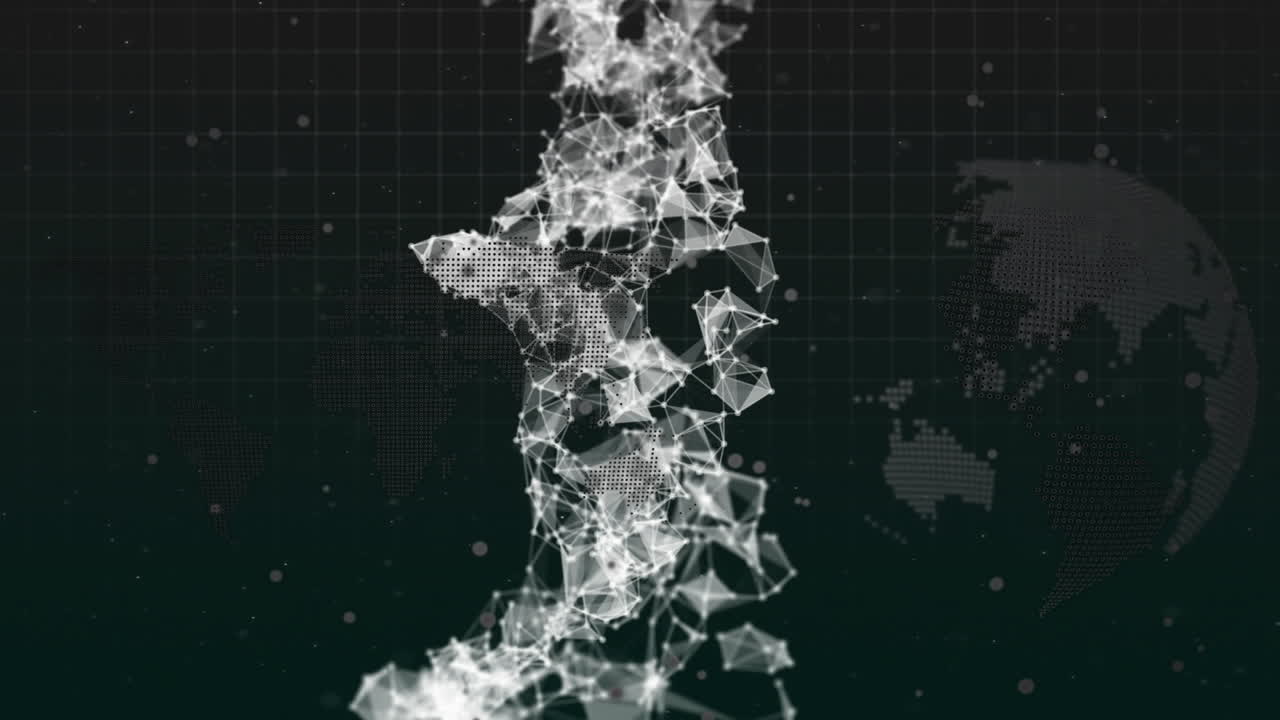 검은 바탕에 있는 dna, 지구와 점의 애니메이션