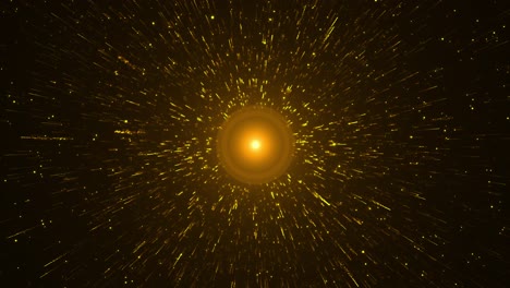 shimmering golden flares from bright center source cinematic burst of sparkling particles for use of