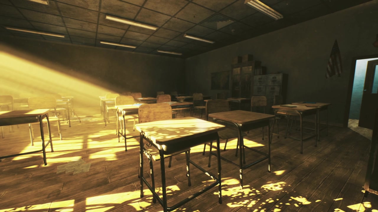 Habitación bien iluminada tras un día de actividad observada desde una perspectiva cinematográfica