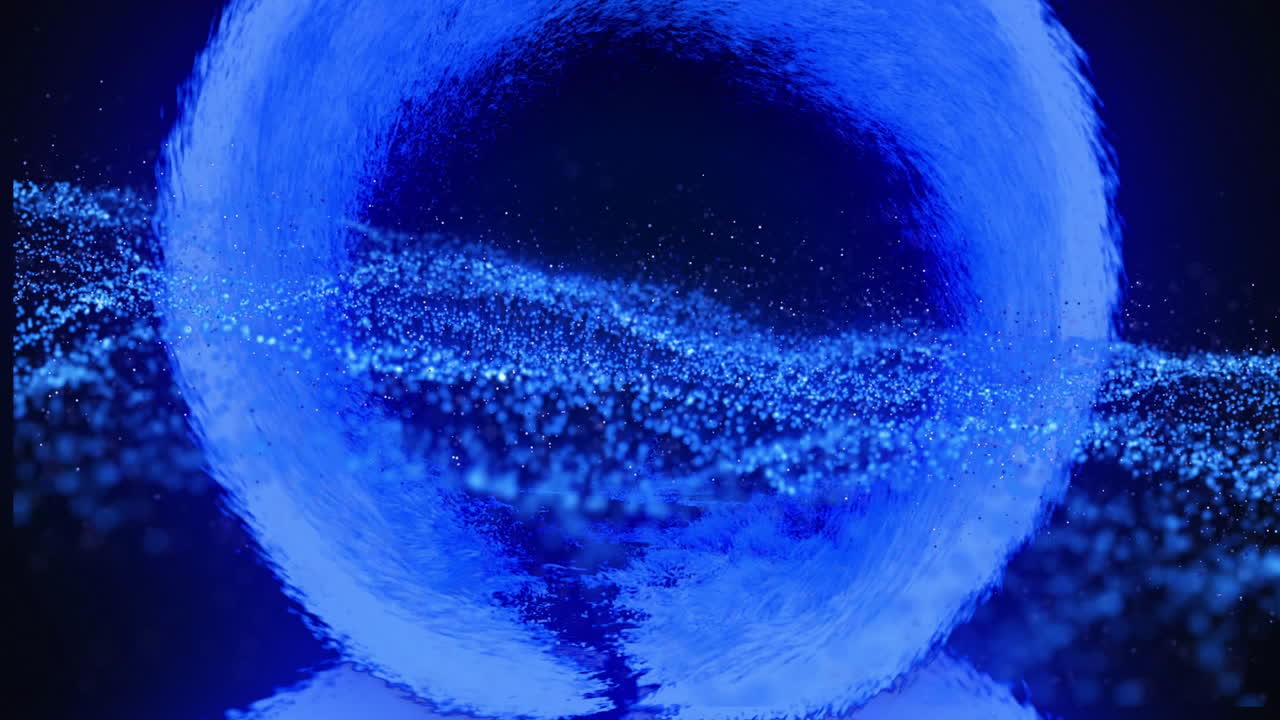 빛나는 파란색 입자와 연기의 애니메이션