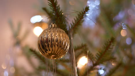 Close-up-of-isolated-glass-bauble-ornament,-Christmas-decoration-concept