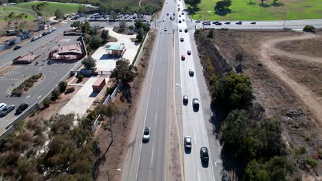 The-Pacific-Coast-Highway-or-PCH-near-Malibu,-California---aerial-flyover