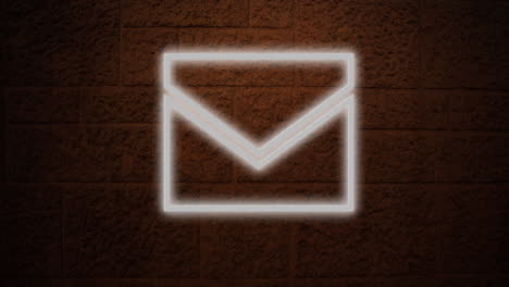 envelope neon sign on brick wall 4k