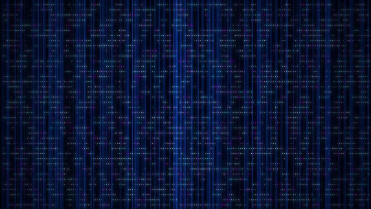 Abstract Digital Background with Moving Blue Vertical Light Lines