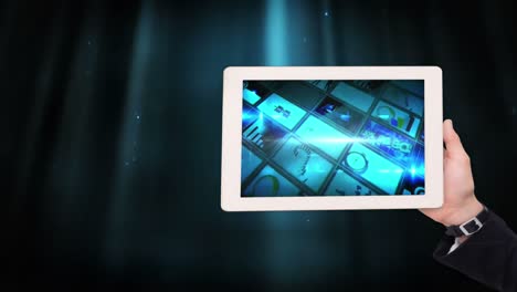 digital animation of frames of business graphics displayed in tablet 4k