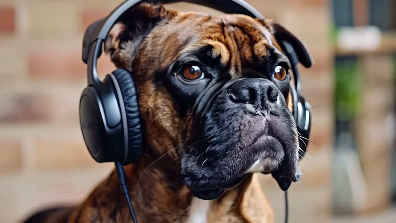 머리에 헤드폰 한 을 착용 한 개