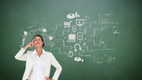 Digital generated video of business woman with business concept 4k