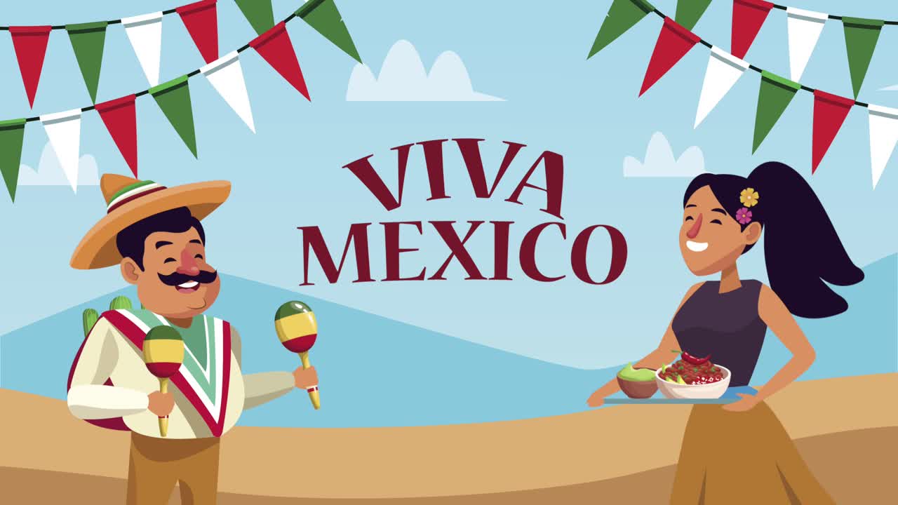 비바 멕시코 사막의 부부와 함께 글자