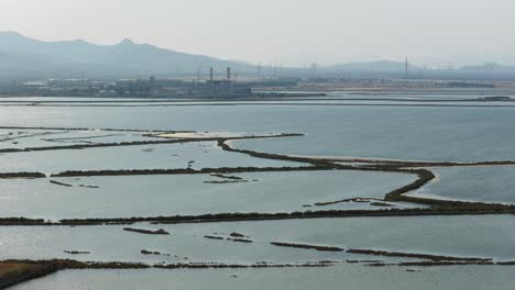 saline near cagliari, italy. aerial sideways