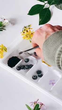 making floral fruit ice cubes