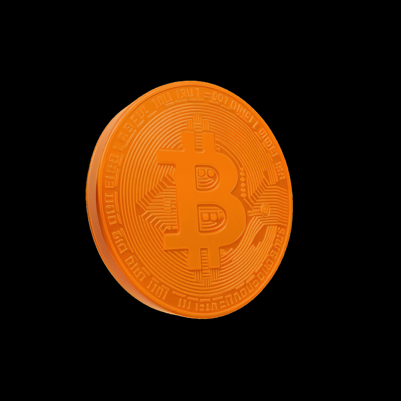 3D Bitcoin coin illustration animation isolated asset, transparent 4K video, alpha channel, ProRes