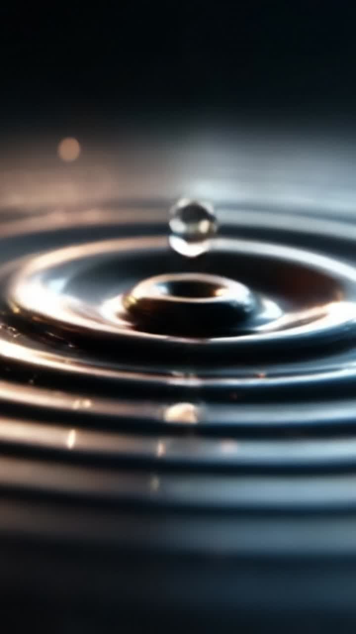 Fesselnder Tanz von Wassertropfen und Wellen: Faszinierende Schönheit der Wasseroberflächenbewegung und Lichtreflexion in Nahaufnahme.