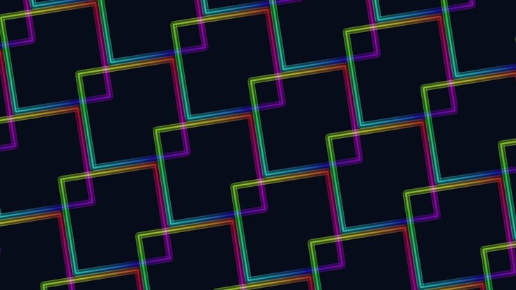 Rainbow squares pattern in dark space