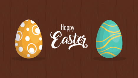 happy easter animated card with lettering and eggs painted