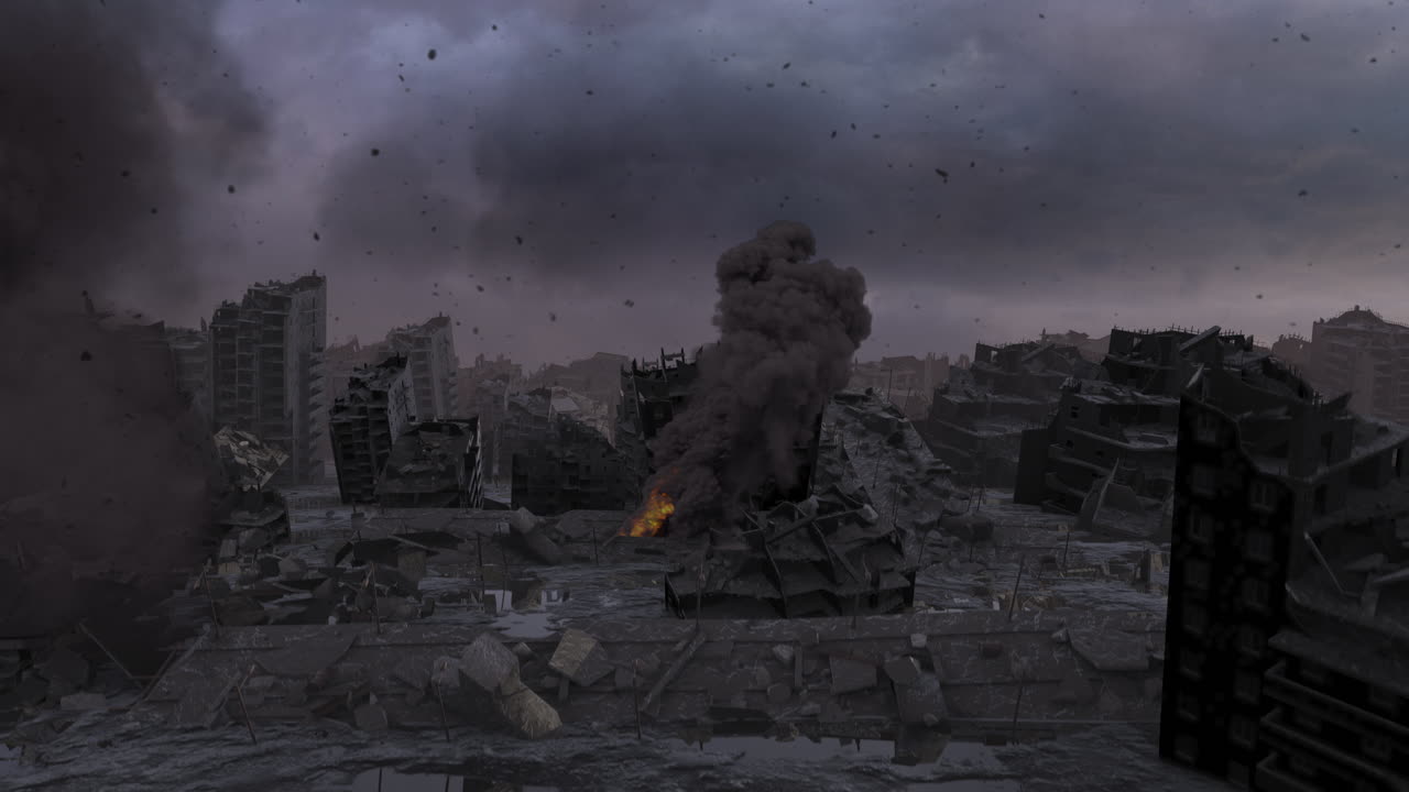 Ruined Cityscape After a Disaster