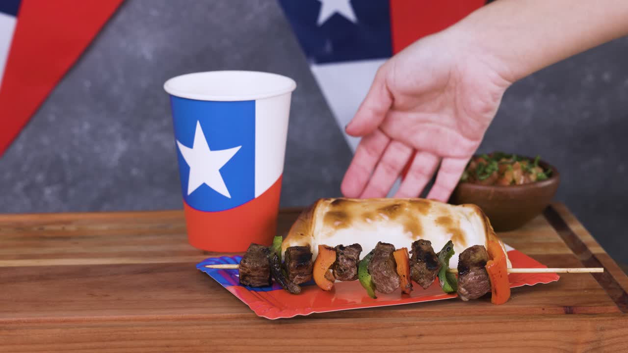 Chile background Fiestas Patrias Chilean Flag wine glass Anniversary national day anticuchos