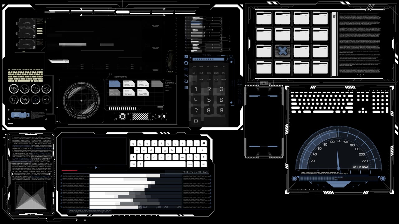 Animated Futuristic HUD User Interface with Data Display