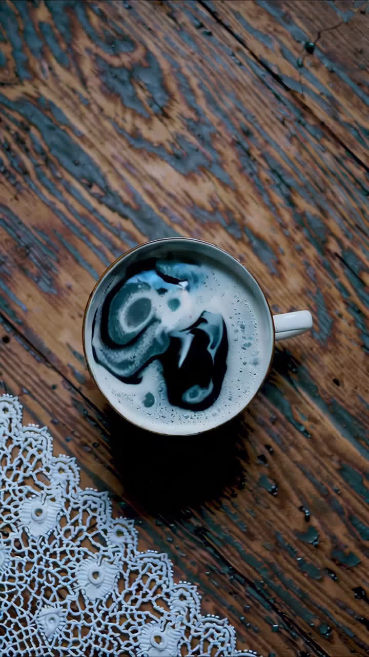 Coffee Cup on a Wooden Table with Lace