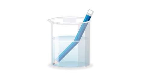 animación de un lápiz que aparece doblado en el agua.