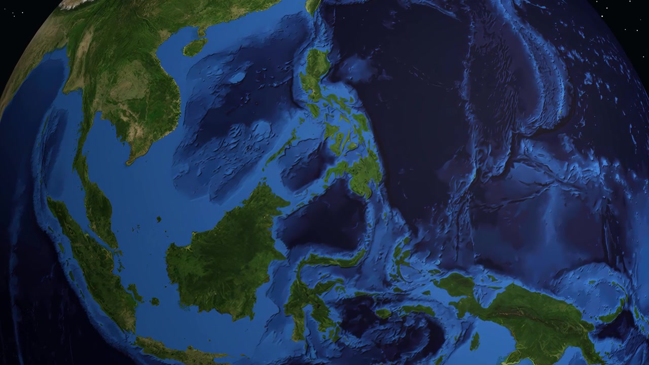 Digital animation zooms from space into Zamboanga Philippines with population statistics and location marker
