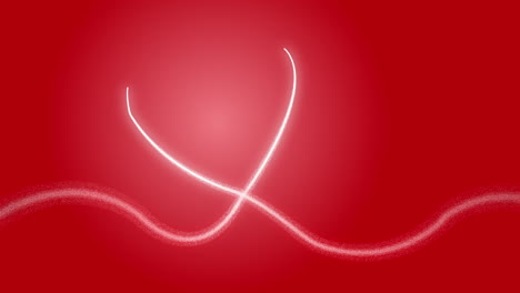 shining lines on red background create glowing heart, love sign animated graphic