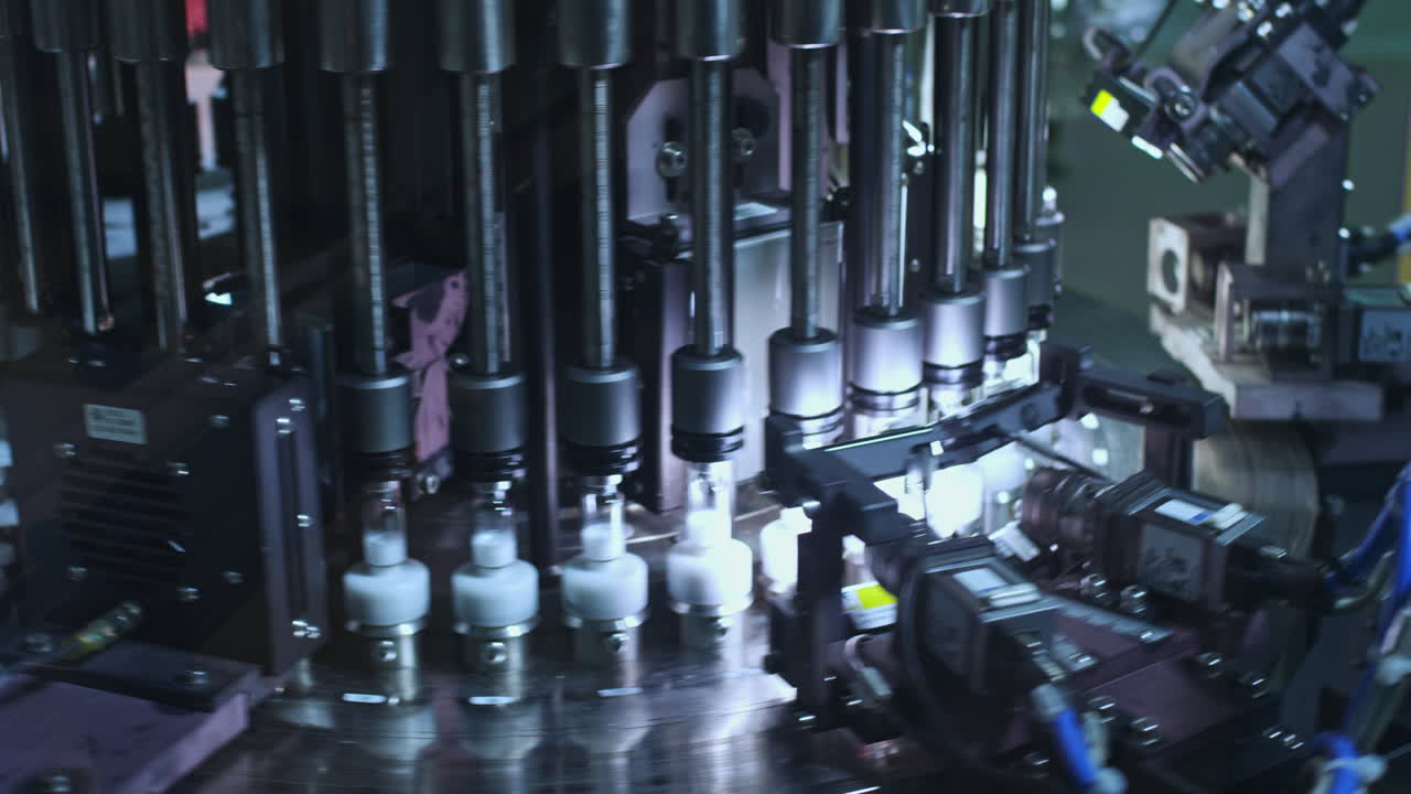 viales médicos en la línea de fabricación farmacéutica. industria farmacéutica