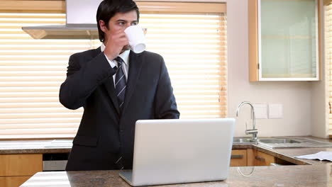 businessman in his kitchen