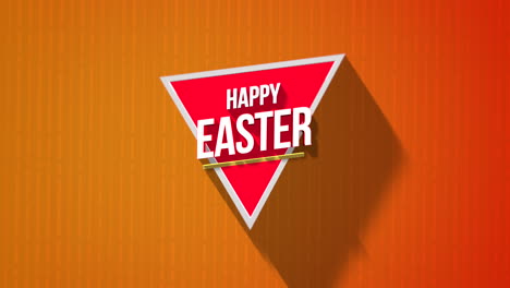 Pascua-Feliz-Moderna-Con-Triángulo-Rojo-En-Degradado-Naranja-Con-Líneas