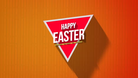 modern happy easter with red triangle on orange gradient with lines