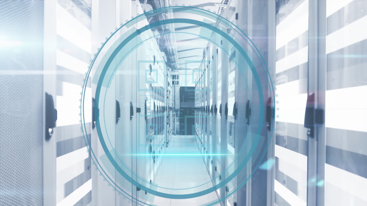 사이버 보안 텍스트 배너 및 qr 코드 스캐너의 애니메이션 및 서버 에 대한 라이트 트레일