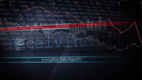 transferring encrypted data with animation of financial graph and binary code