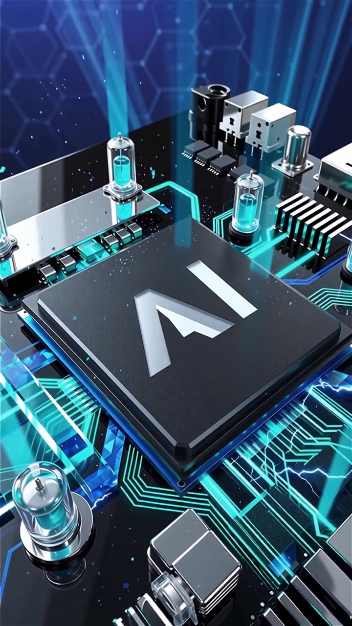 Futuristic AI Chip Motherboard Technology Background