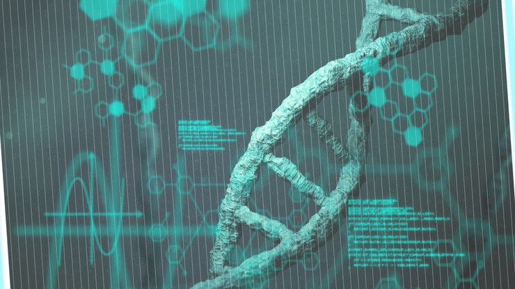 Animation of dna strand over data processing