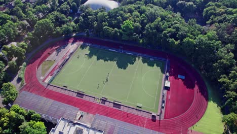 aerial view of small soccer or football stadium