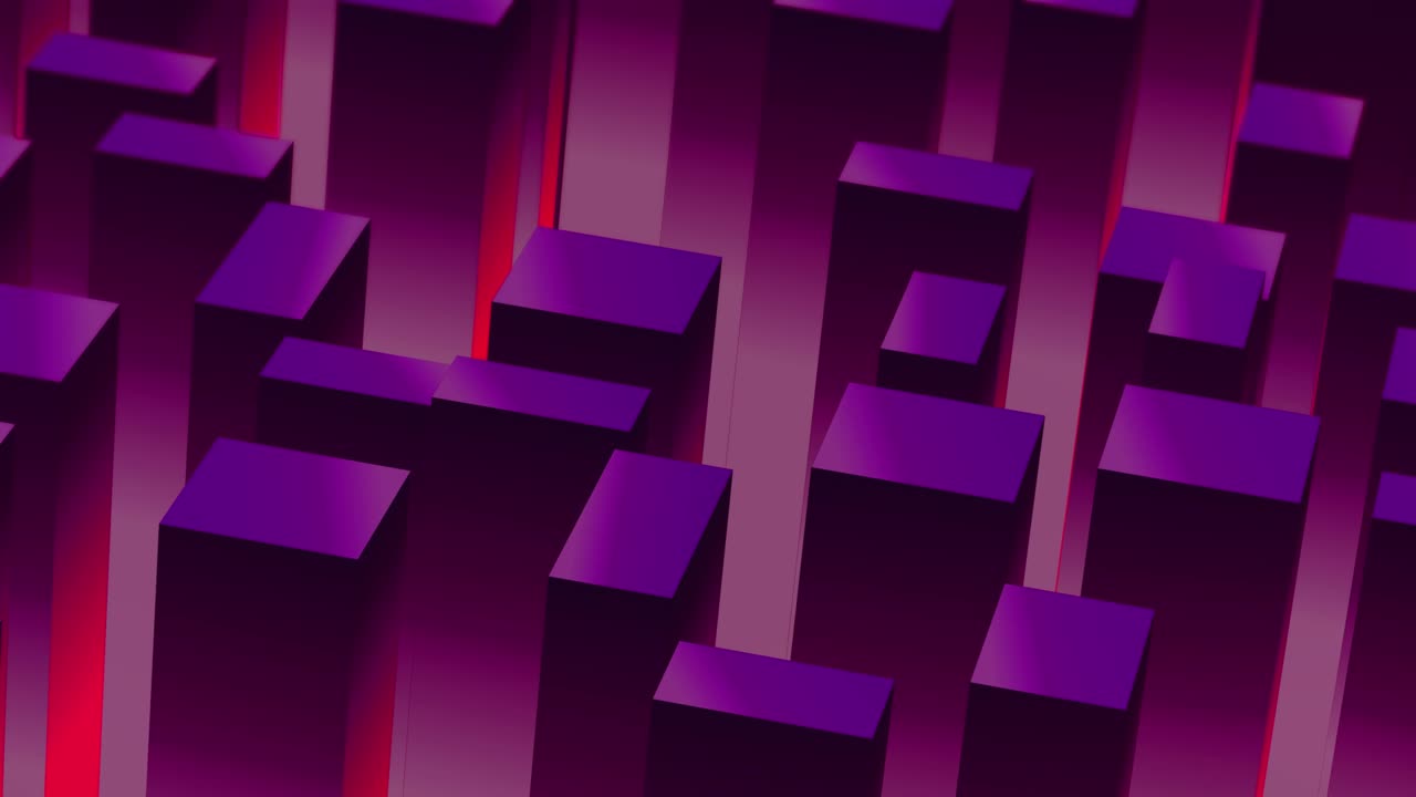 Abstract 3d isometric block cube purple background