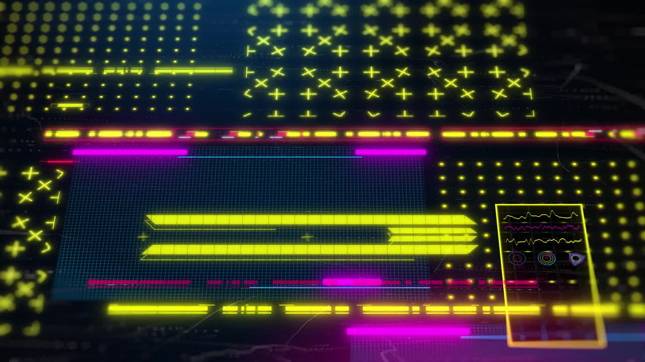 사이버 크 스타일 후드 배경: 스트리밍을 위한 루프 3d 애니메이션, 네온 인터페이스