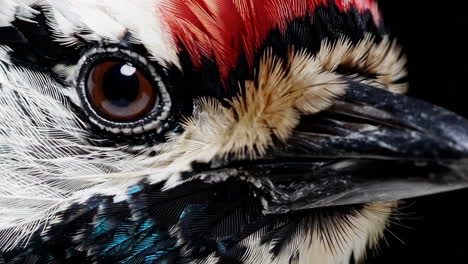 close-up of a woodpecker's eye and head