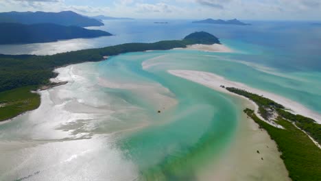 whitehaven beach filmed with a drone on a sunny day, whitsunday island australia