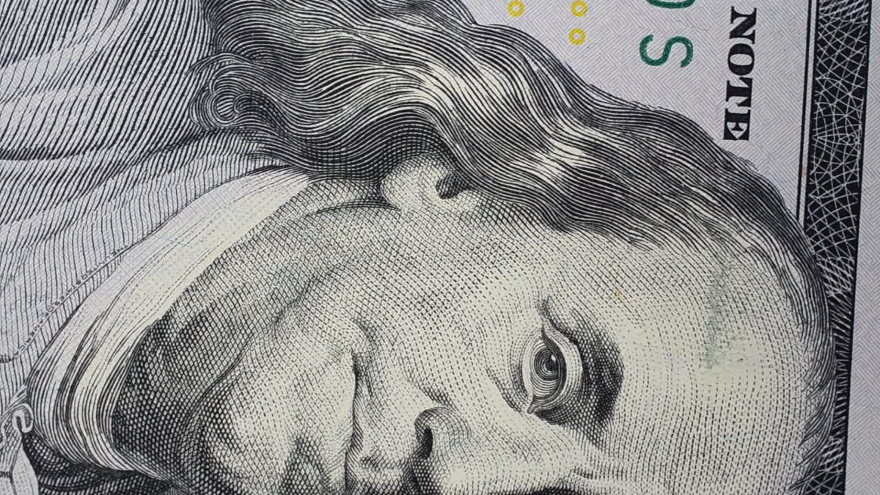 Macro of a new 100 dollar bill