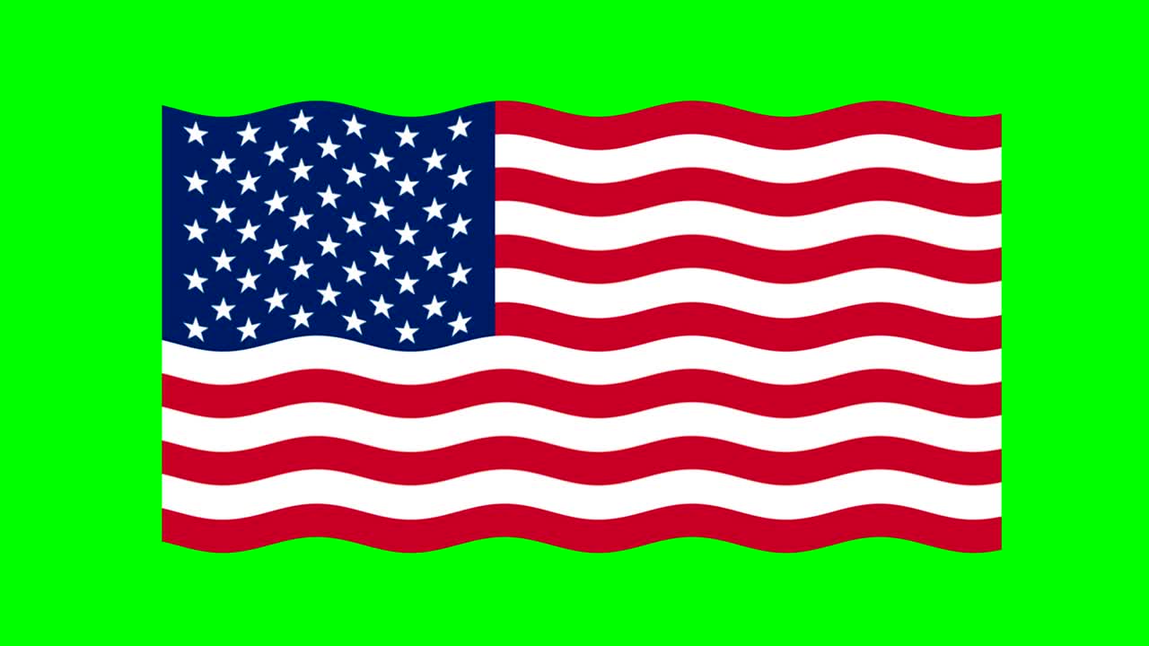 gráficos de movimiento de la bandera de estados unidos con fondo de pantalla verde