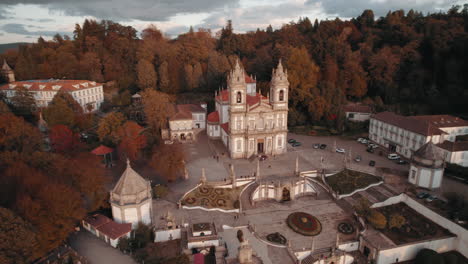 Drone-footage-of-Bom-Jesus-do-Monte,-in-Braga-Portugal