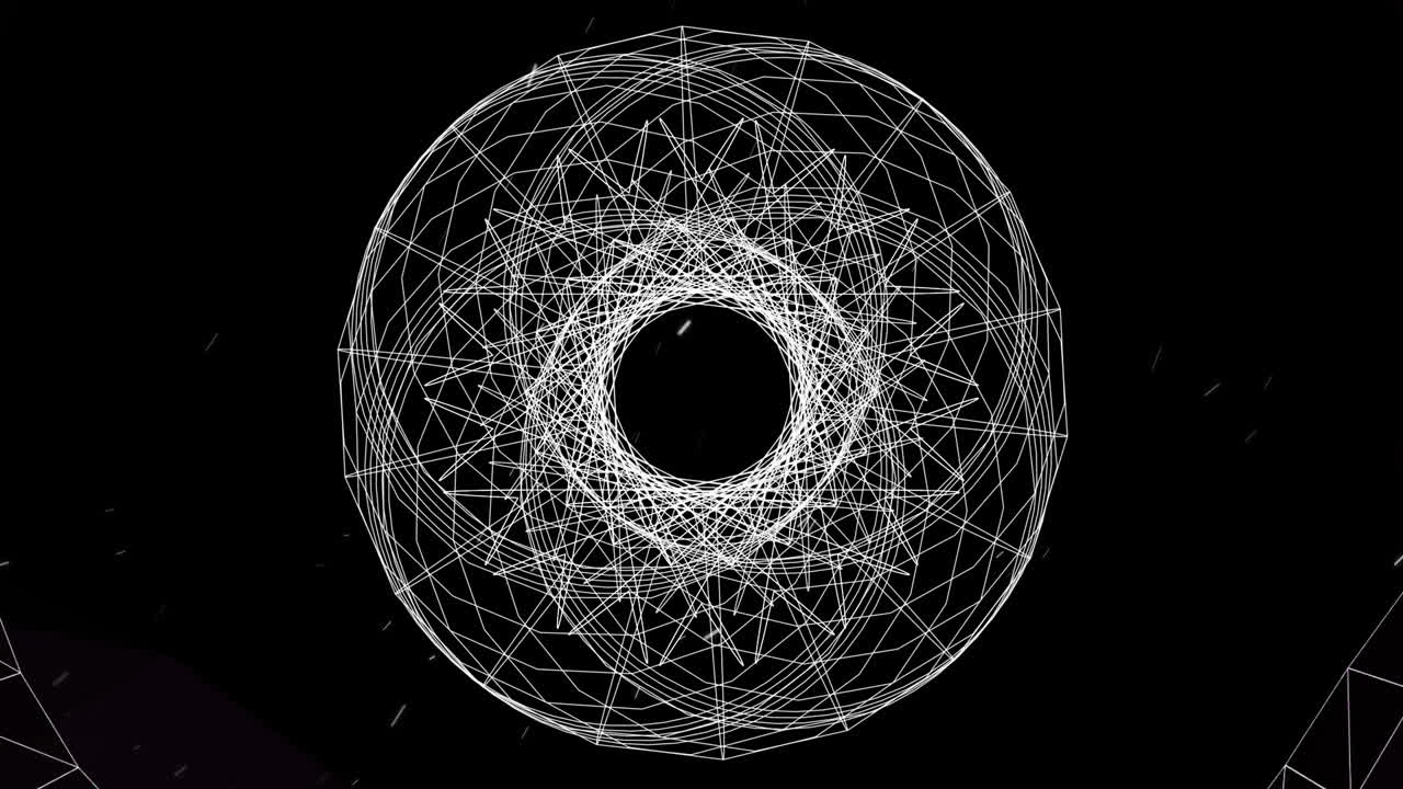 анимация розового и белого туннеля и движущейся белой геометрии на черном фоне с звездами