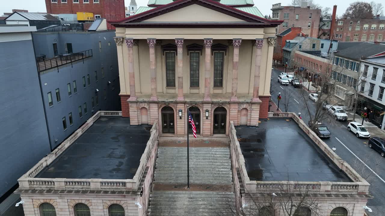 겨울에 미국 정부 건물의 공중 촬영