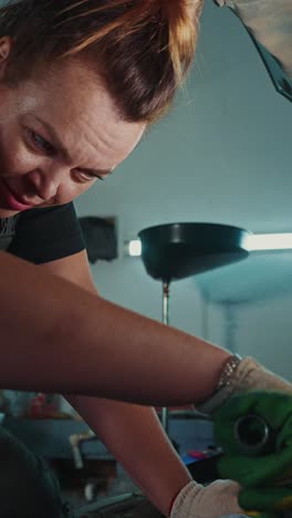 woman mechanic performing car maintenance