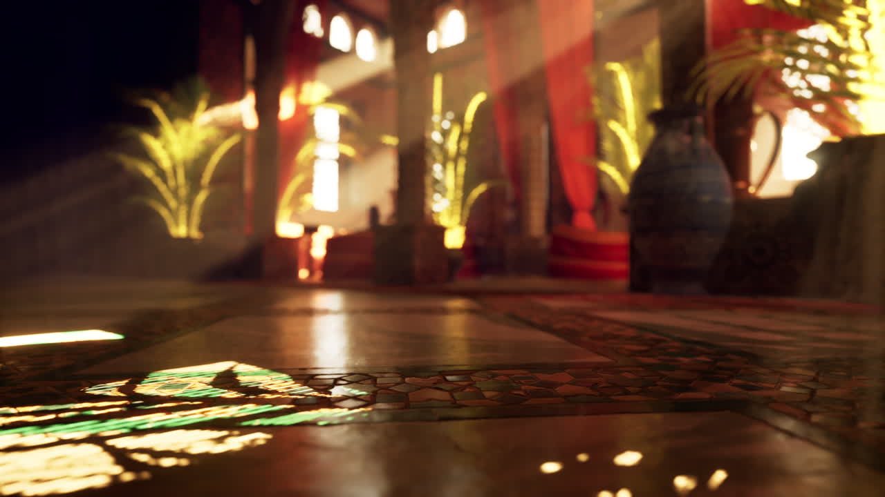 밤에 신비로운 궁전 내부