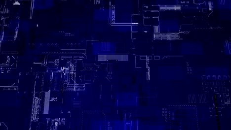 blue diagram of electronic circuit boards, looped background