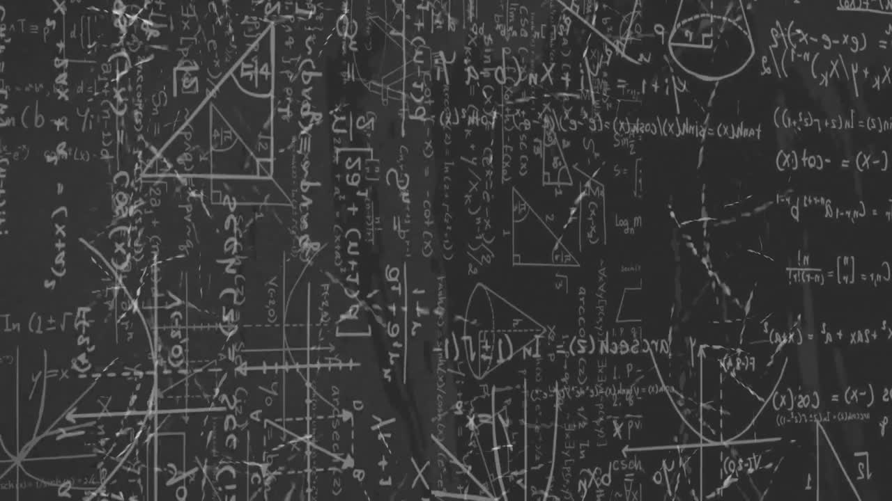 Animazione di equazioni matematiche su sfondo grigio rovinato