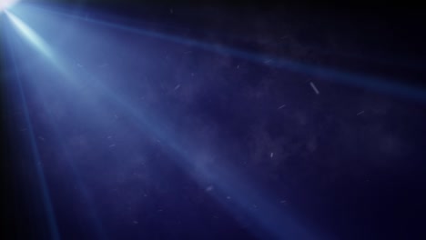 haz de luz de llamarada azul con efecto de partículas de humo y polvo fondo abstracto. títulos de movimiento de luz abstracto 4k 3d fondo cinematográfico.