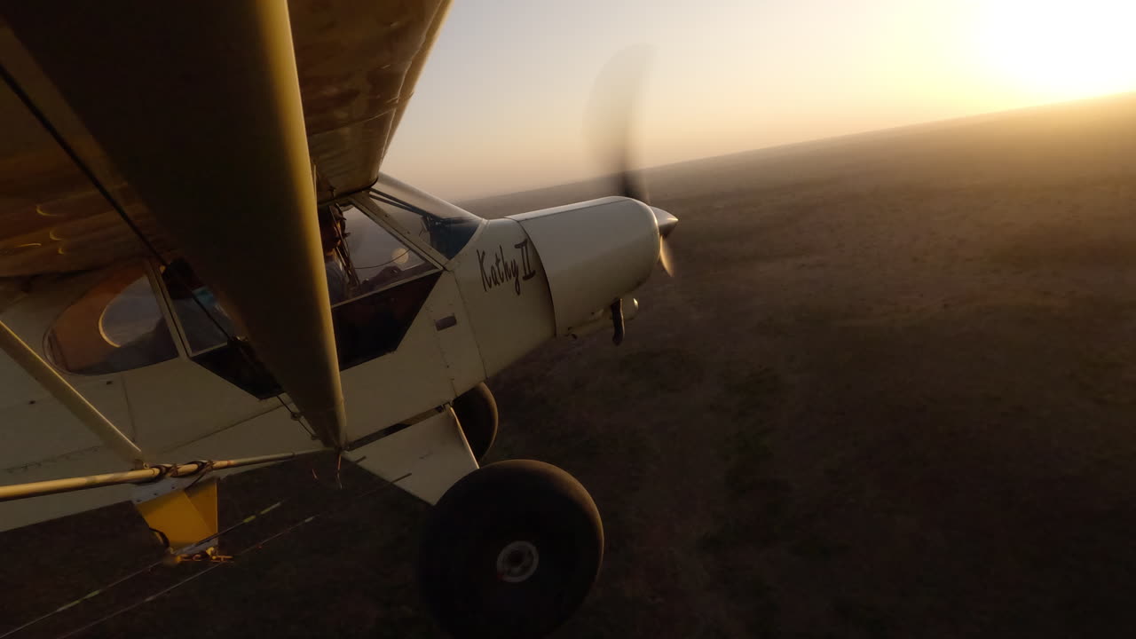 Aereo che proietta un'ombra e ripresa aerea di vegetazione rada