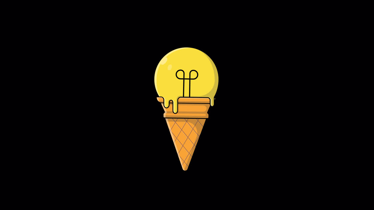 Animated Ice Cream Cone Transforms into a Flickering Lightbulb